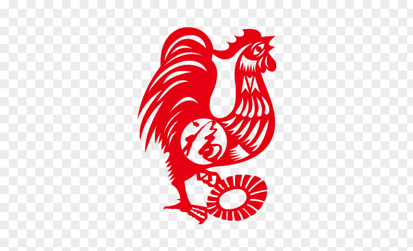 Paper Cut,chicken Rooster Chinese Zodiac New Year Sticker Decal PNG
