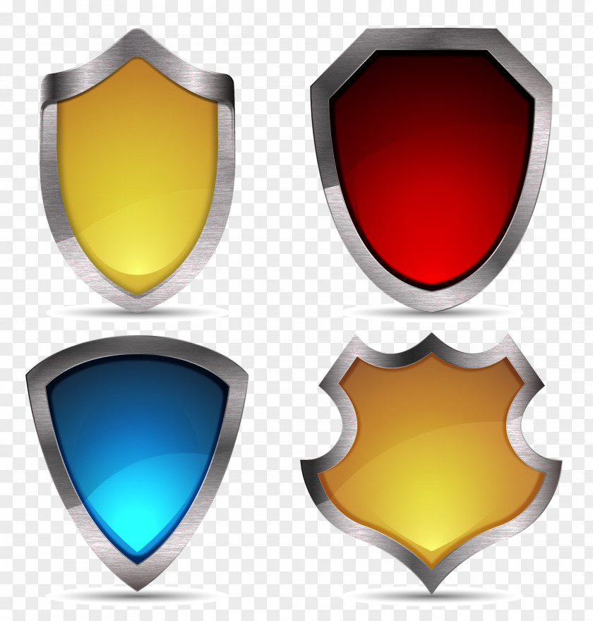 Vector Hand Painted Colored Shield Euclidean Color PNG
