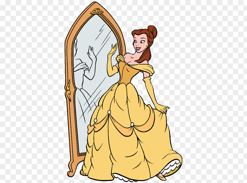Looking In Mirror Painting Belle Clip Art Beauty And The Beast Illustration Walt Disney Company PNG