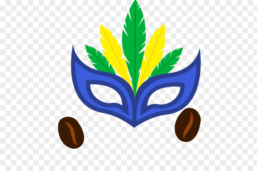Blue Mask With Green And Yellow Feather Carnival Clip Art PNG