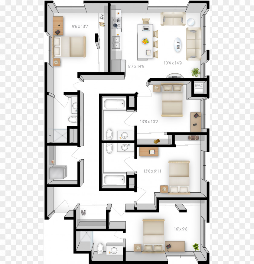 Furniture Floor Plan The Knoll Apartment Bedroom PNG