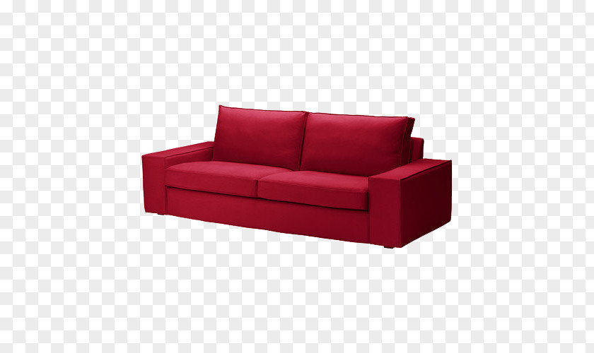 Red Three-seat Sofa IKEA Kivik Couch Slipcover Bed PNG