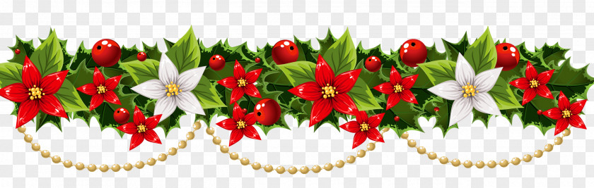 Vector Wreath Christmas Decoration Poinsettia Garland Clip Art PNG