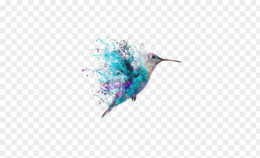 Watercolor Hummingbird Tattoo Art Painting PNG