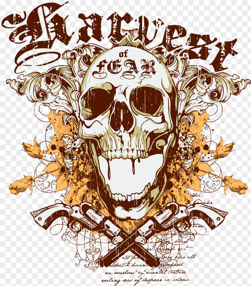 Ink Skull Pistol T-shirt Hoodie Clothing Illustration PNG