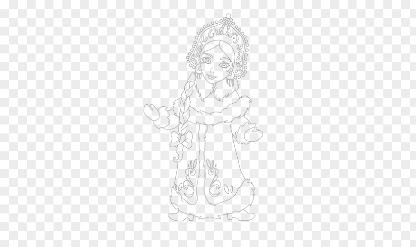 Snow Maiden Line Art Visual Arts White Sketch PNG
