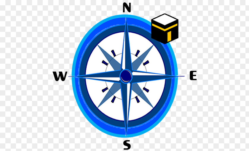 Wall Clock Electric Blue Compass Rose PNG