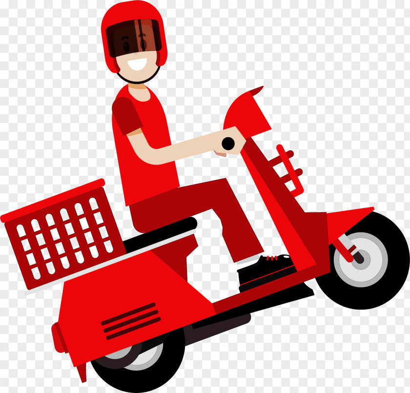 Wheel Toy Delivery Motorcycle Courier Scooter Take-out PNG