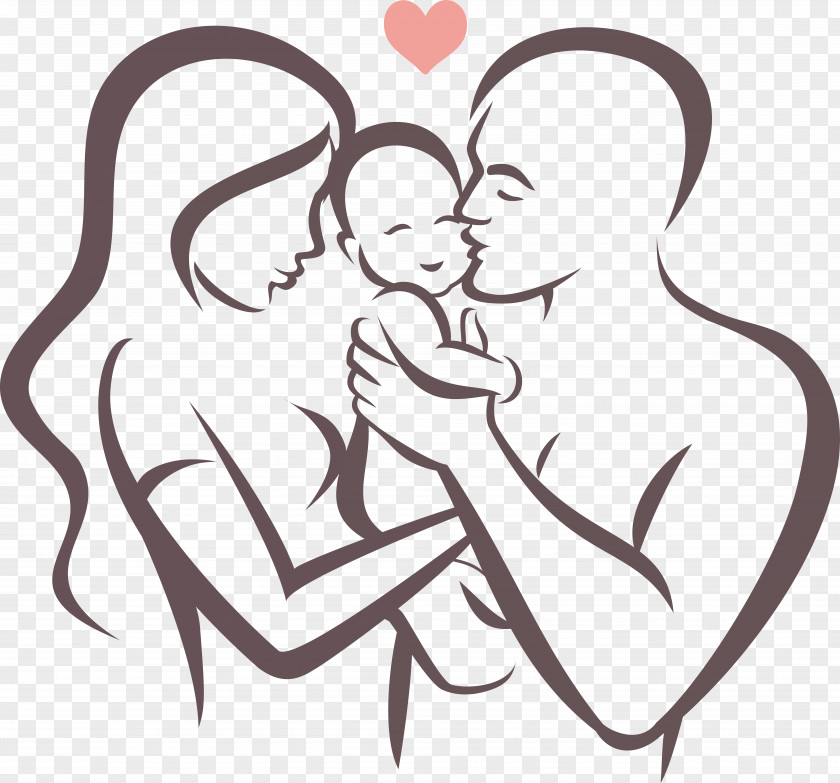 Vector Line Drawing Happy Family Father Symbol Stock Illustration PNG