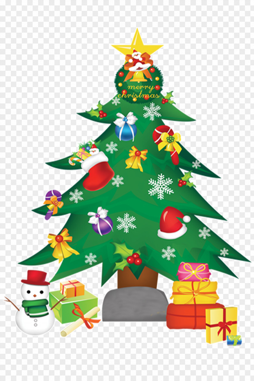 Christmas Tree HD Free Matting Material Santa Claus Gift Wall Decal PNG