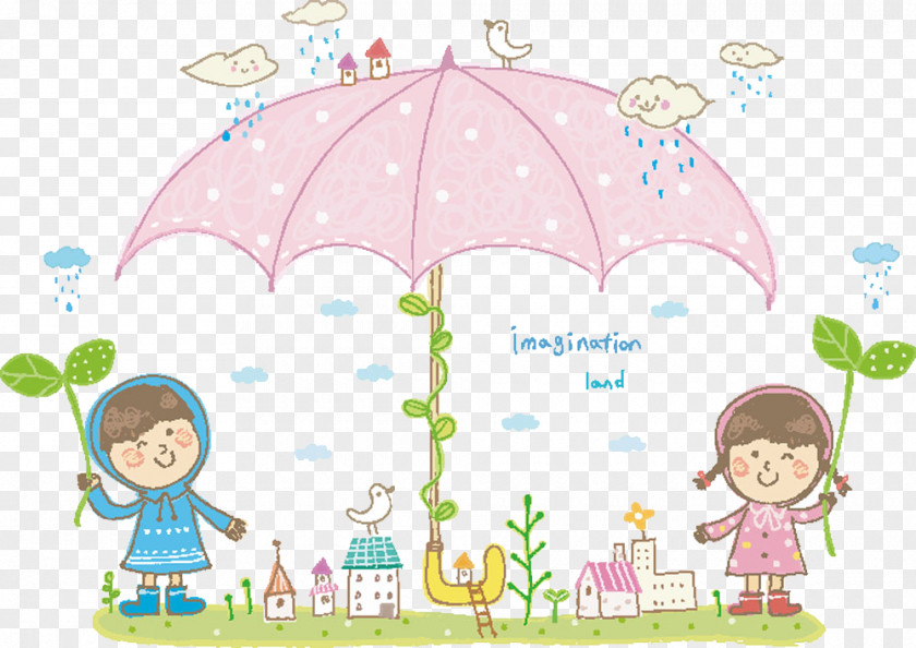 Cartoon Children Child Umbrella Illustration PNG