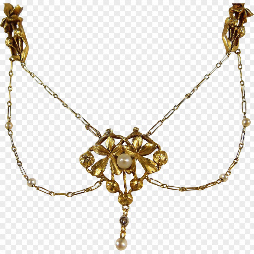 Necklace Earring Jewellery Chain Gold PNG