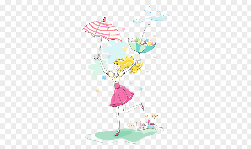 Stock Illustration PNG illustration Illustration, Umbrella and girl clipart PNG