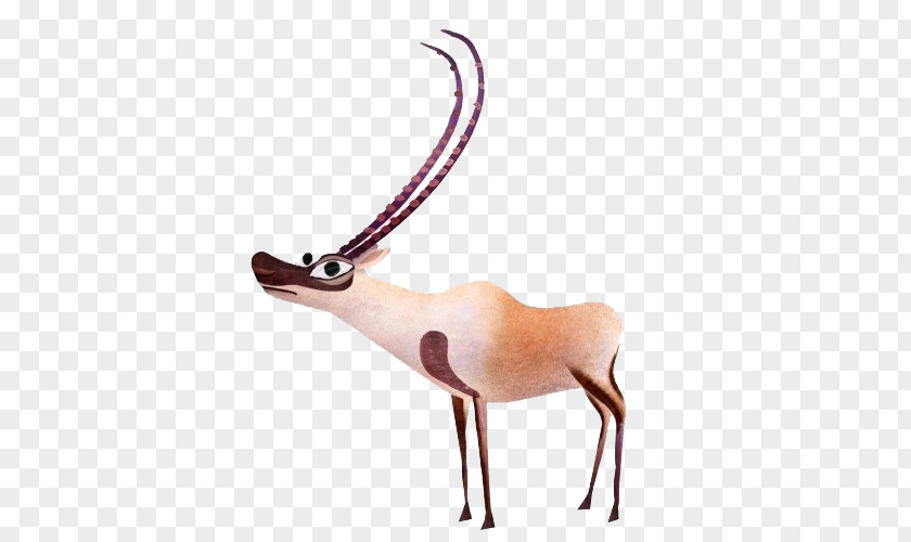 Hand-painted Horned Deer Tibetan Antelope Cartoon Drawing Illustrator PNG