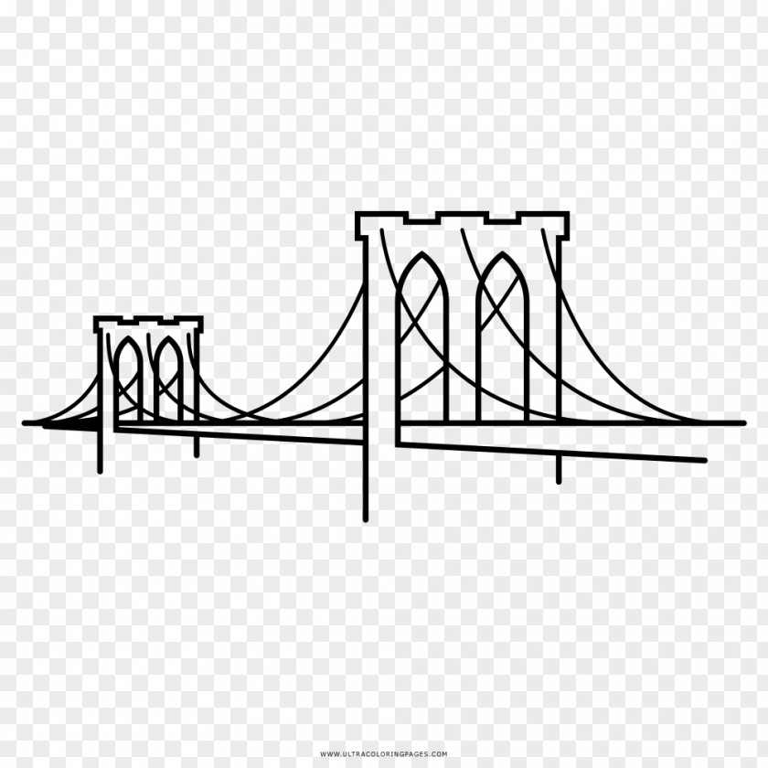 Bridge Brooklyn Drawing Coloring Book Line Art PNG