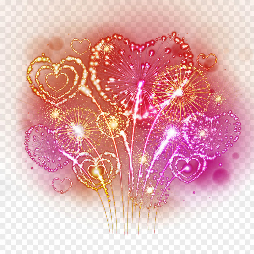 Color Fantasy Fireworks Heart Photography Illustration PNG