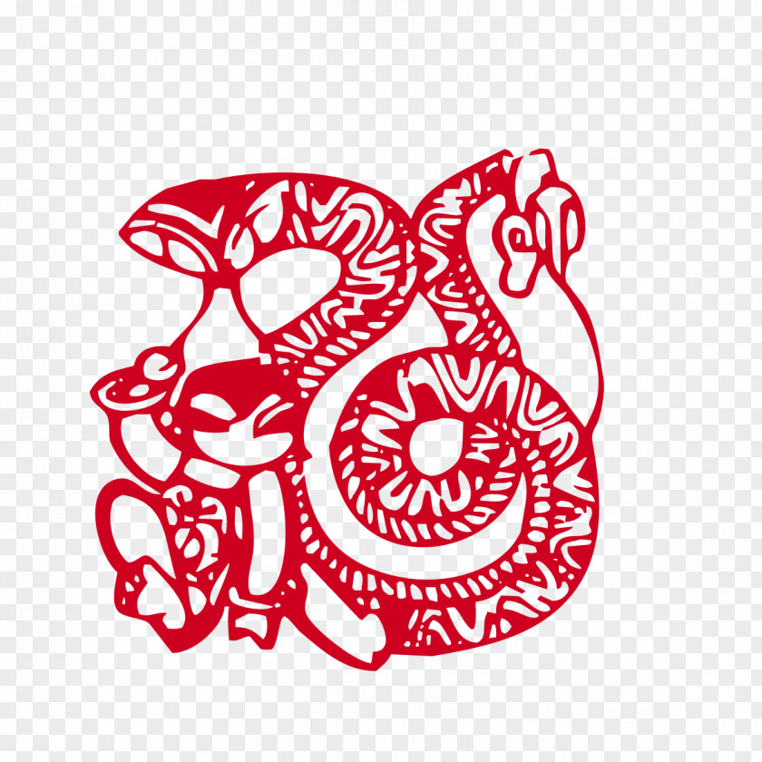 Snake Element Chinese Zodiac Rat Papercutting New Year PNG