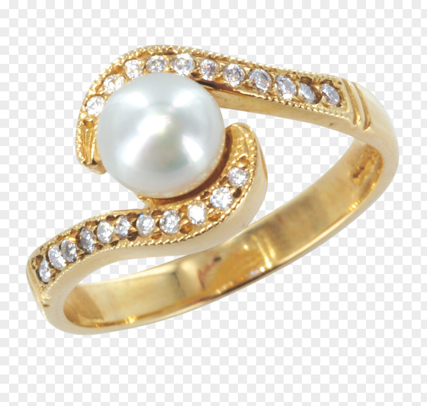 Cultured Pearl Wedding Ring Body Jewellery Silver Material PNG