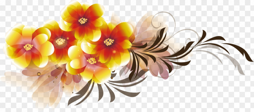 Vector Floral Decorative Pattern Design Cut Flowers PNG