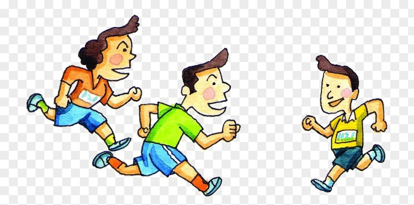 Friends Play Together Running Cartoon Illustration PNG