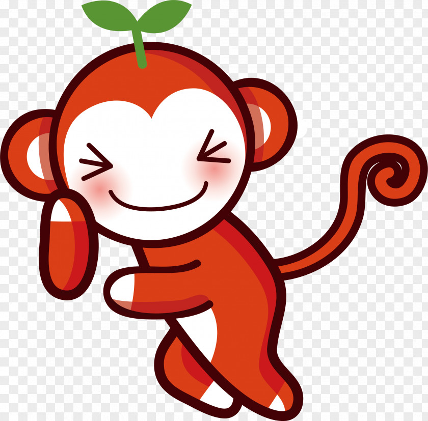 Small Red Monkey Vector Clip Art PNG