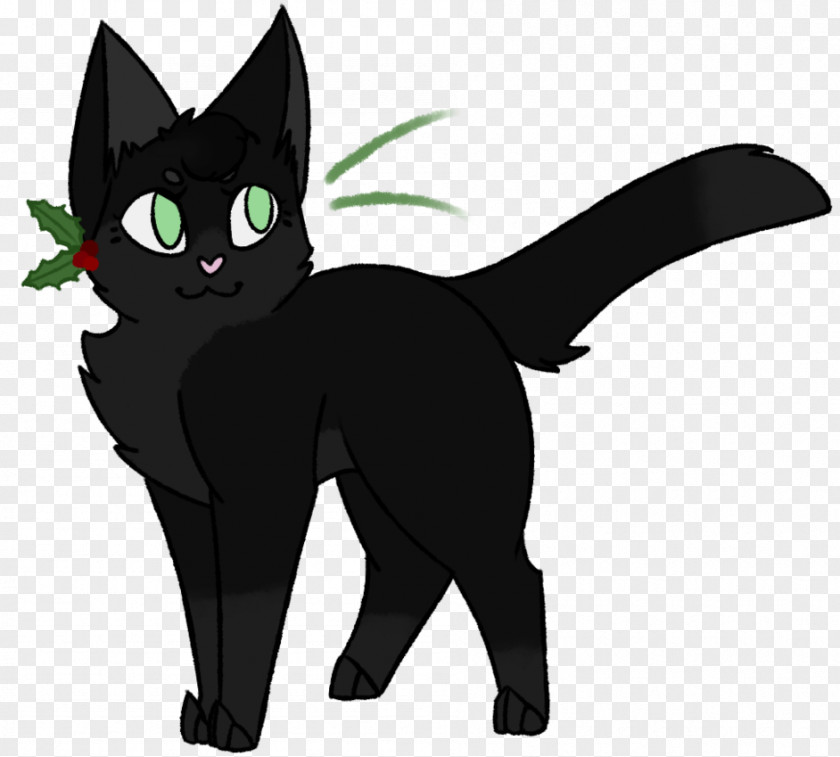 Holly Leaf Black Cat Kitten Whiskers Domestic Short-haired PNG