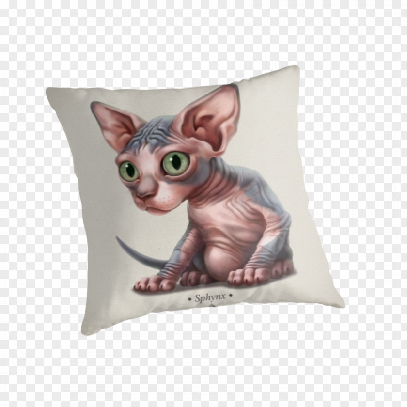 Kitten Whiskers Sphynx Cat T-shirt Throw Pillows PNG
