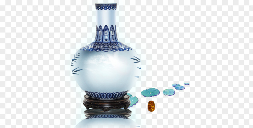 Classical Antique Porcelain Bottle Blue And White Pottery Vase PNG