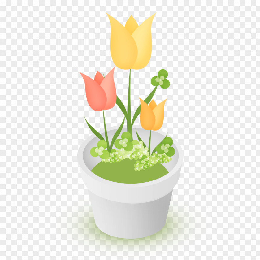 Hand-painted Tulip Flowerpot Drawing Clip Art PNG