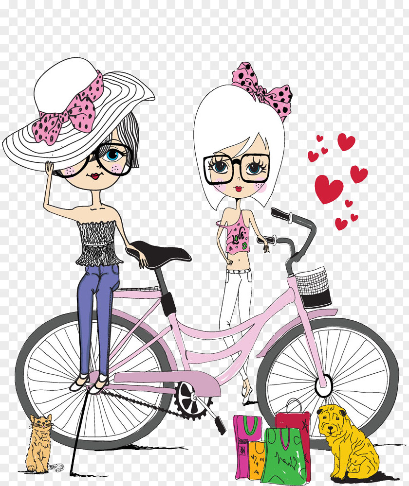 T-shirt Bicycle Girl Illustration PNG Illustration, Fashionable women clipart PNG