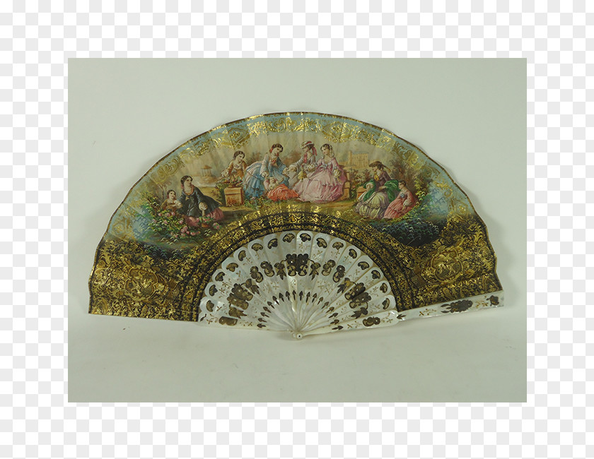 Antique 19th Century Paper Hand Fan Varillaje Nacre PNG