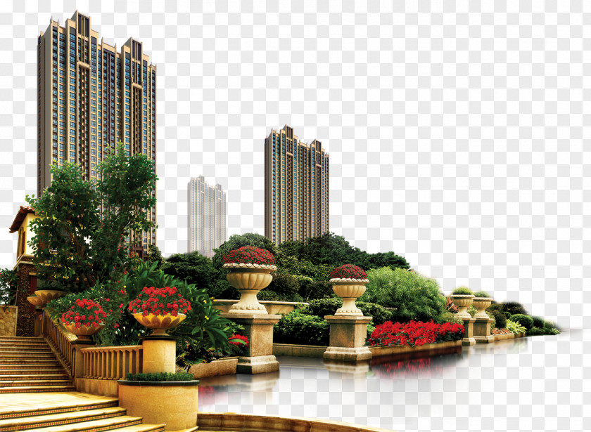 The High-end Luxury Real Estate Villa Lake Download Poster PNG