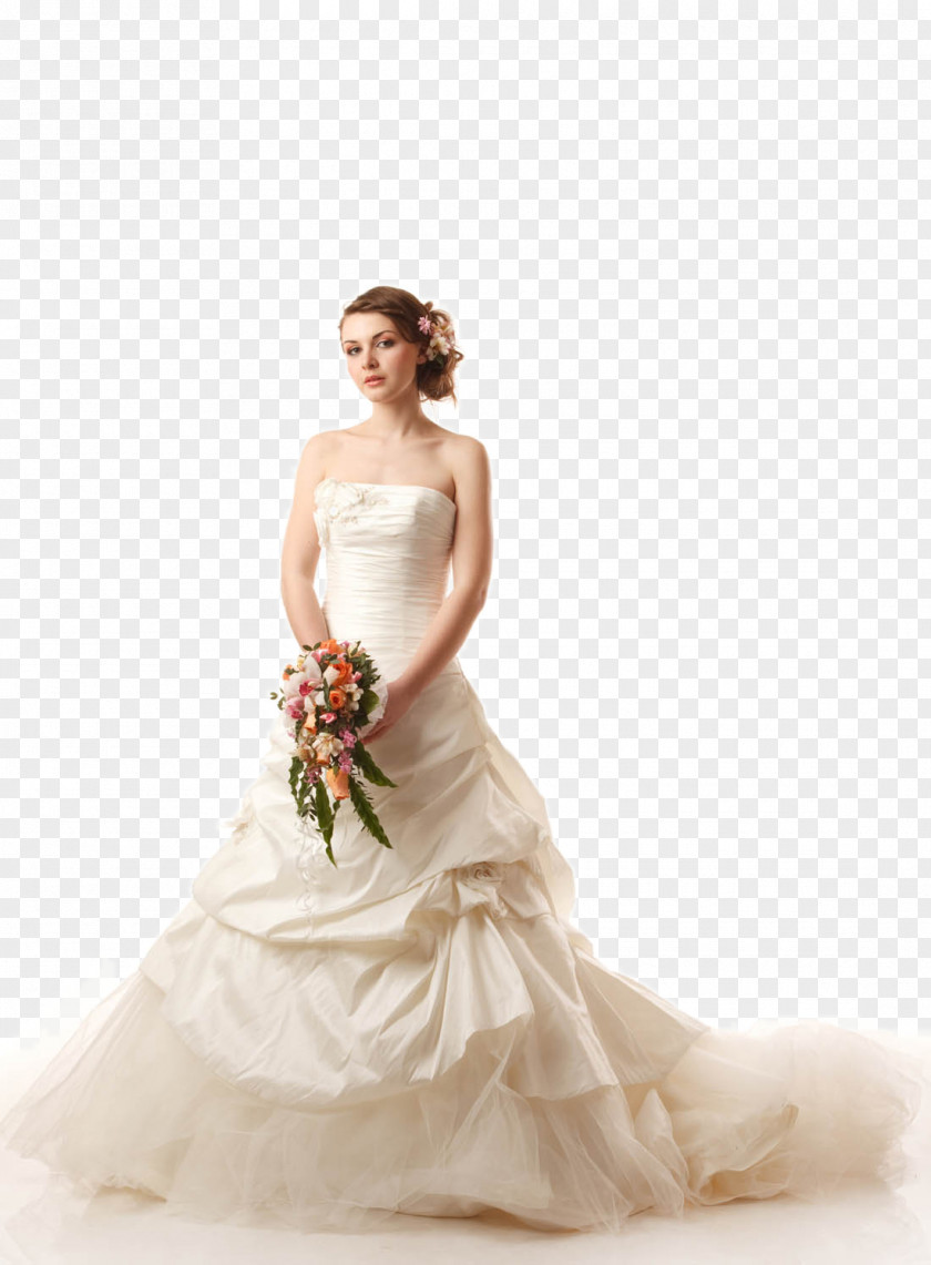 Wearing A Wedding Dress Holding Flowers Beautiful Models Photography Bride PNG