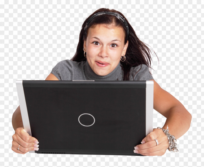 Excited Woman Using Laptop Icon PNG