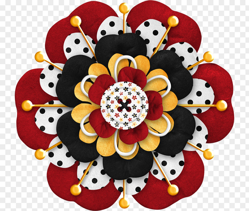 Bandana Button Digital Scrapbooking Embellishment Flower Clip Art PNG