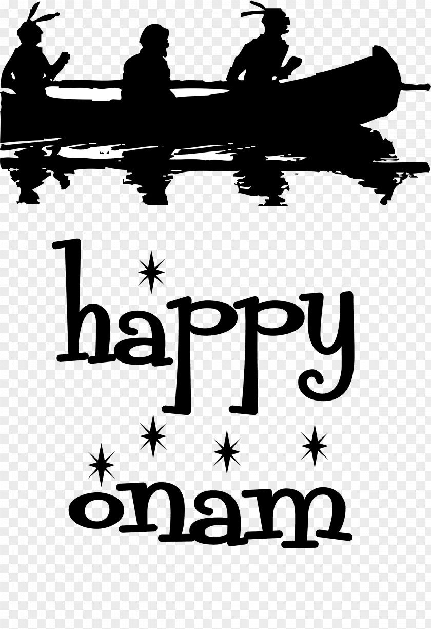 Happy Onam Text Boat Canoe. PNG