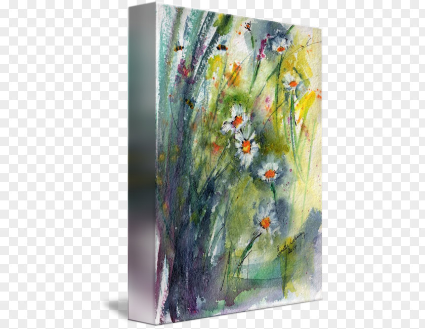 Watercolor Chamomile Painting Acrylic Paint Art PNG
