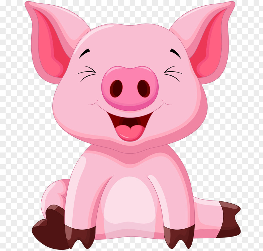 Pink Pig Domestic Cartoon Clip Art PNG