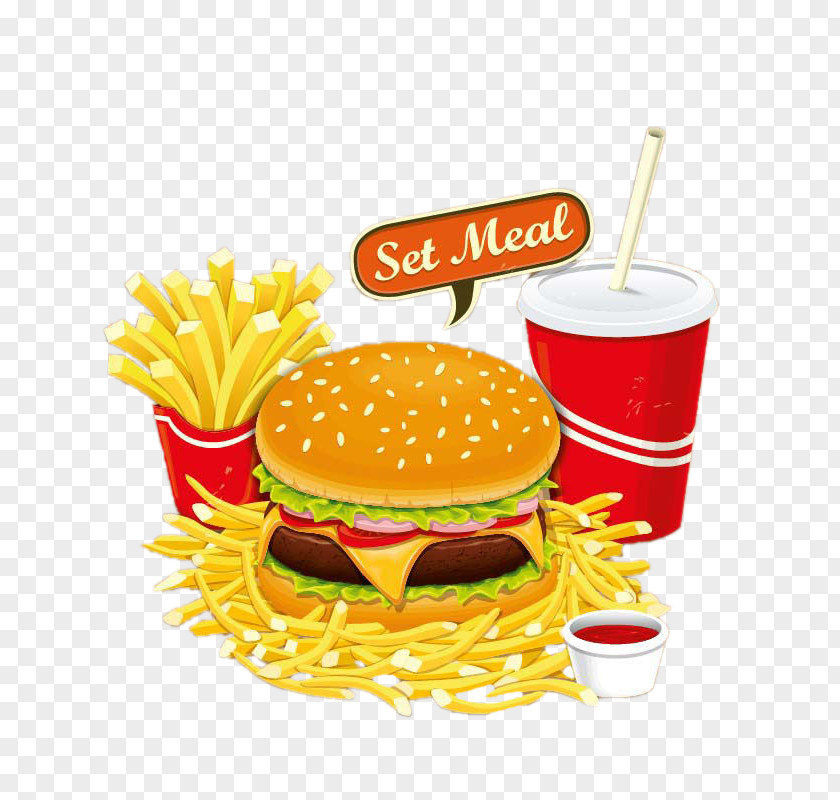 Cartoon Burger Set Hamburger Fast Food Junk Breakfast Clip Art PNG