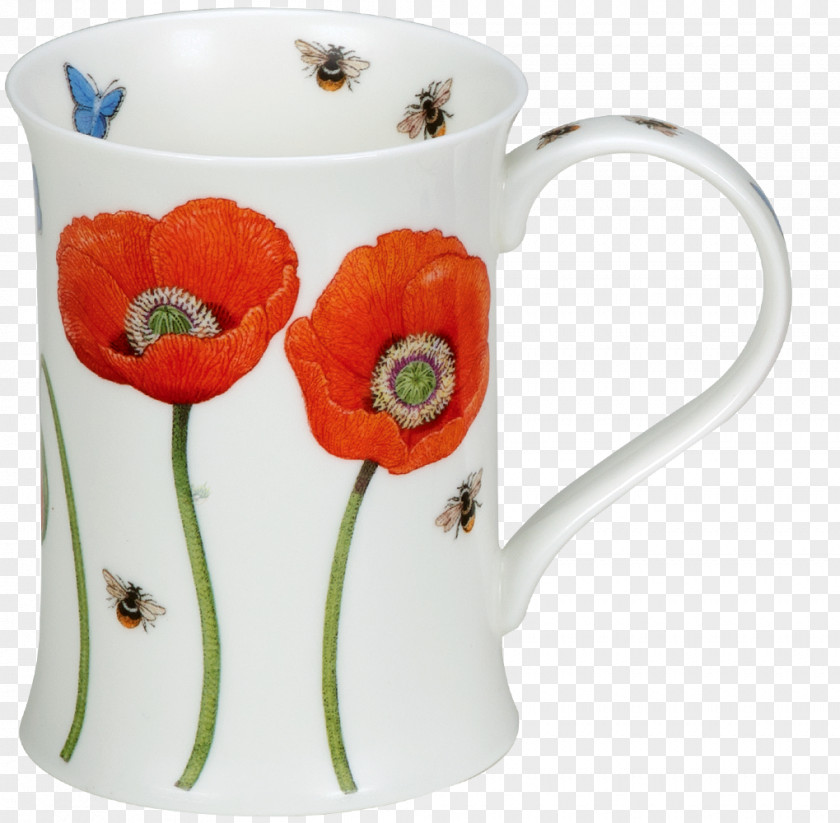 Poppy Mug Coffee Cup Ceramic Flower Tableware PNG