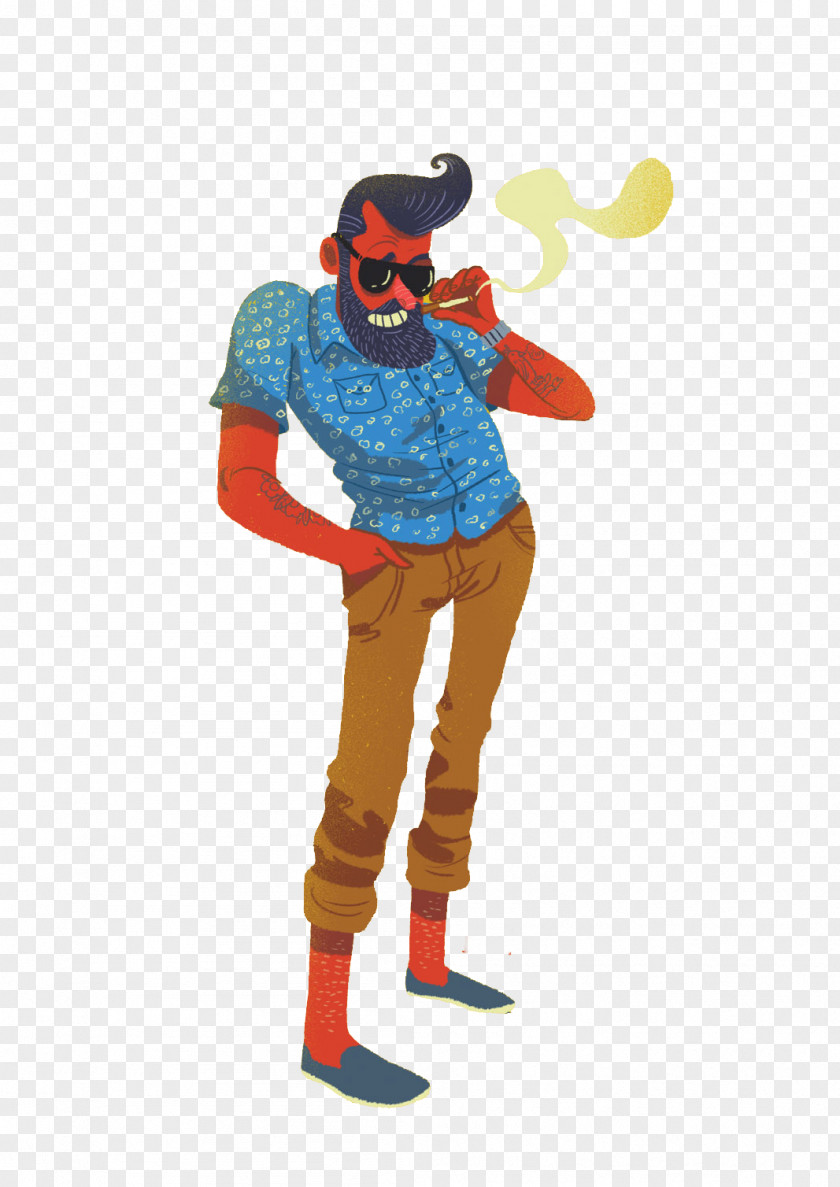 Smoking Man Illustration PNG