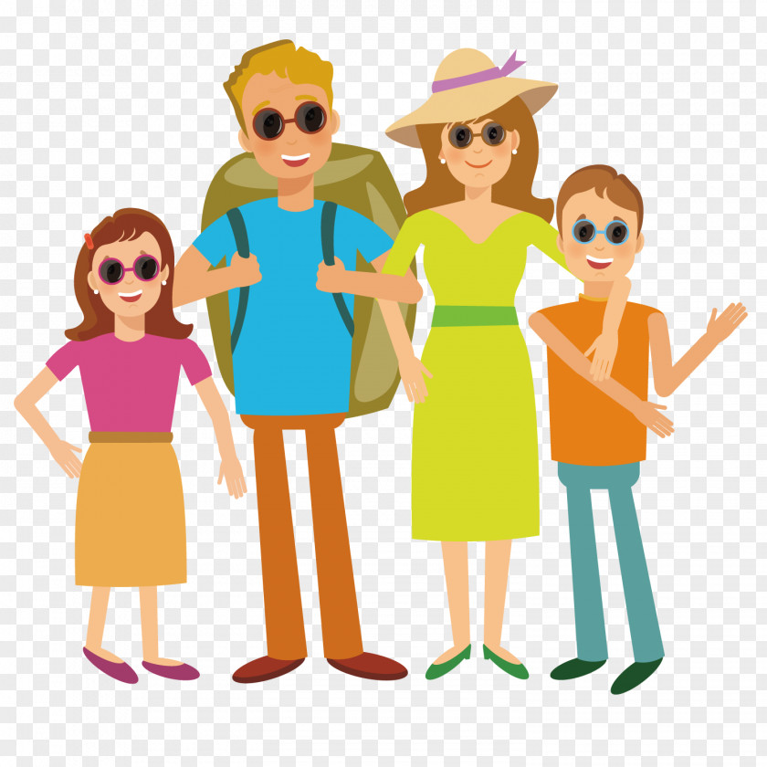 Travel Family Cartoon Illustration PNG