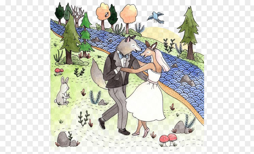 Fox Wedding Invitation A Midsummer Nights Dream Illustration PNG