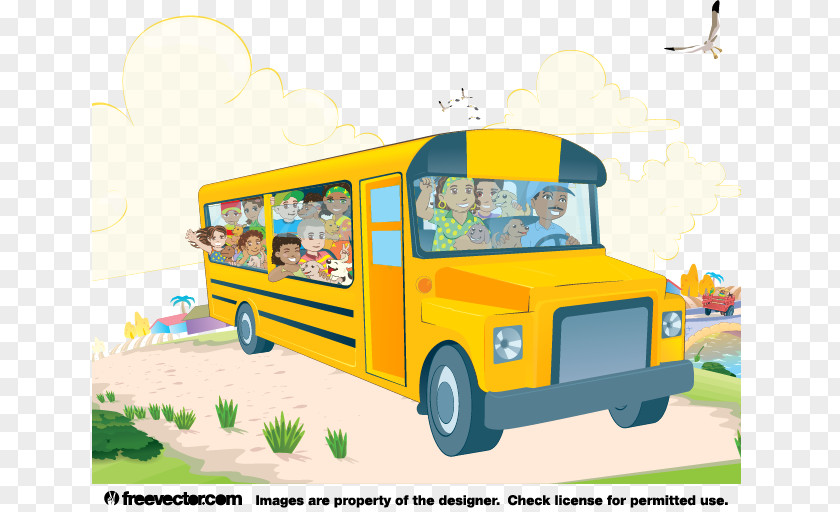 Vector School Bus Students Public Transport PNG