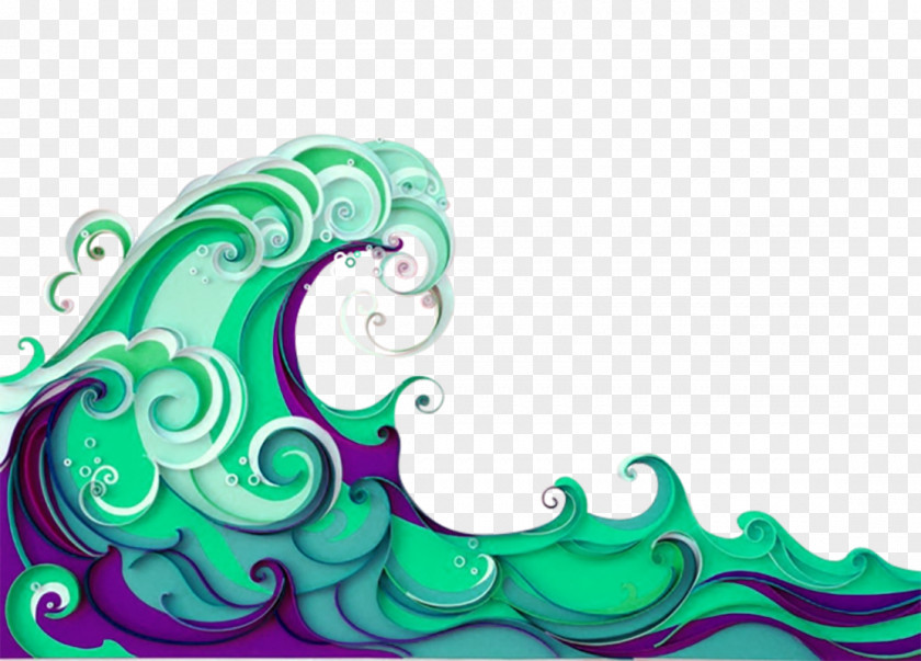 Blue-green Water Ripples Paper Quilling Graphic Design PNG