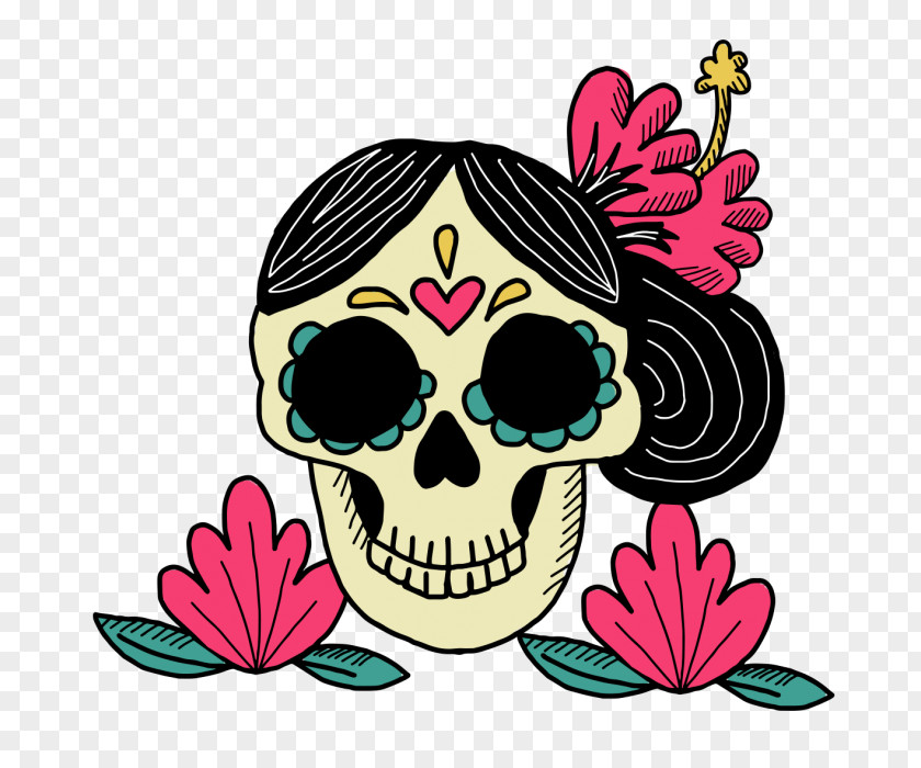 Sticker Wildflower Day Of The Dead Skull PNG