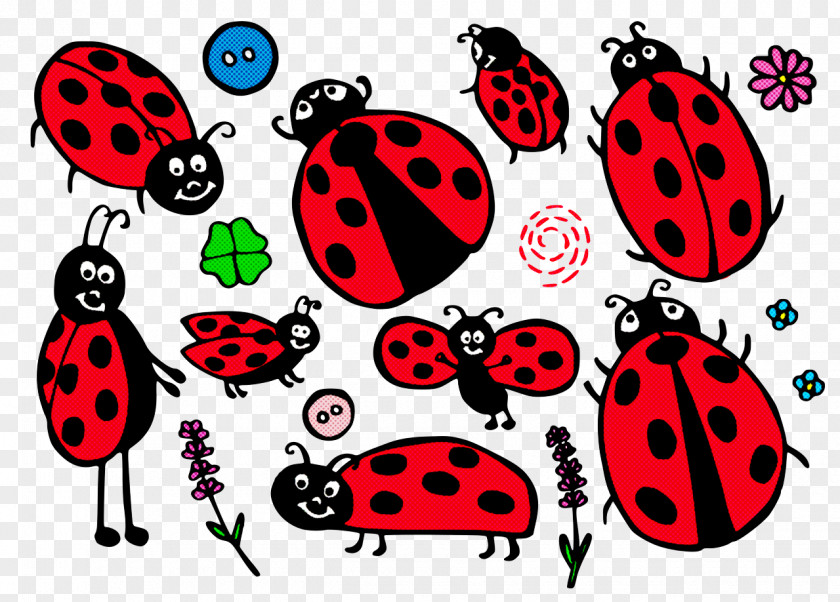 Cartoon Beetles Meter Line Pattern PNG