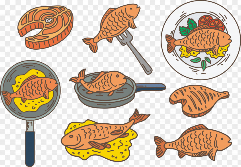 Vector Fish Dishes Clip Art PNG