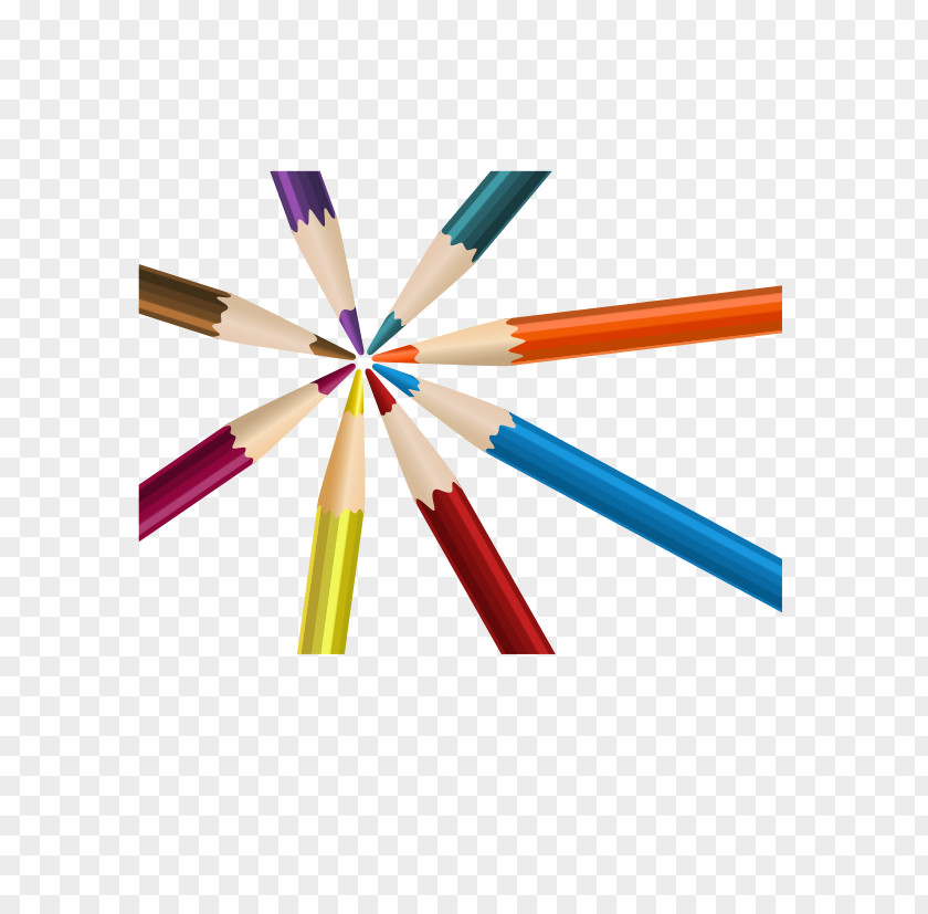 Vector Stationery Pencil Diverging Colored Clip Art PNG
