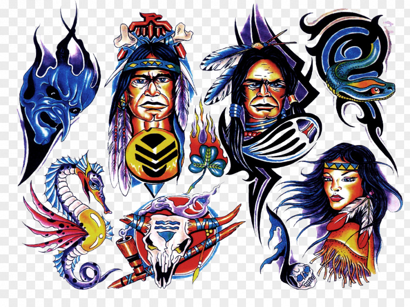 European And American Tattoo Flash Color Art PNG